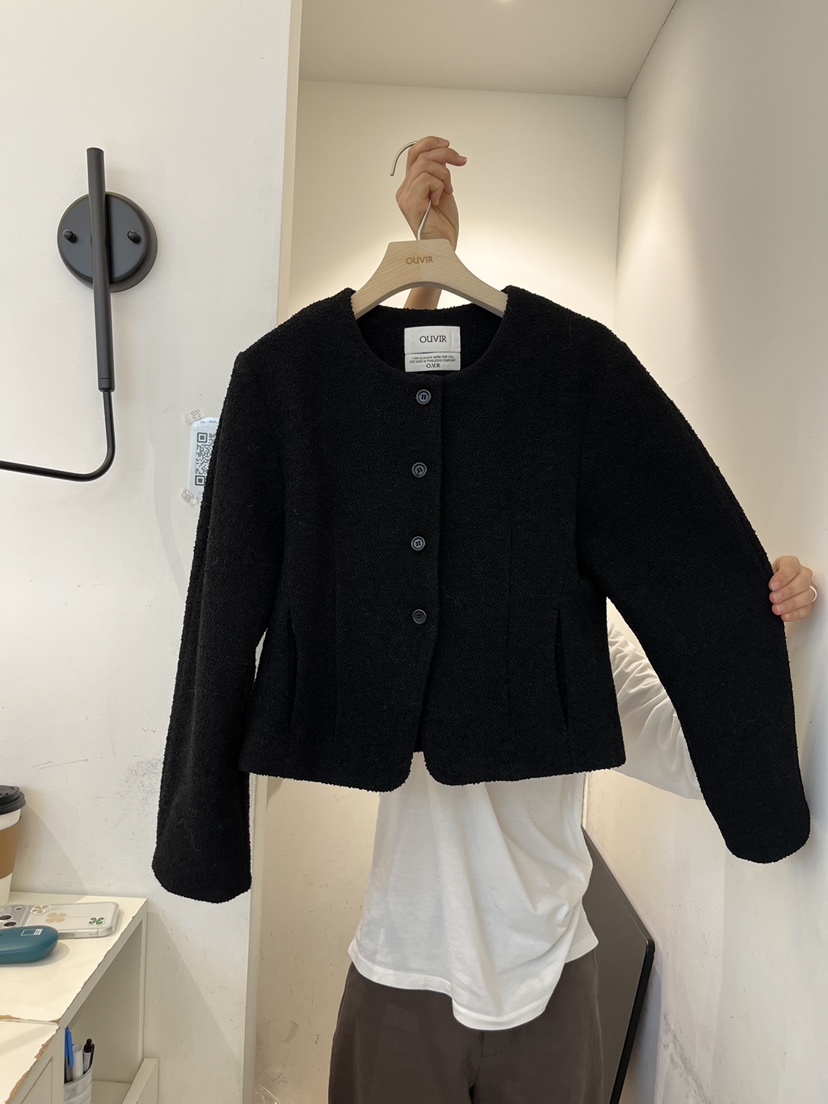 OUVIR韓國直郵女士新款時尚休閑職業推薦熱賣人氣夾克粗花呢O.V.R/OUVIR夾克圖色2