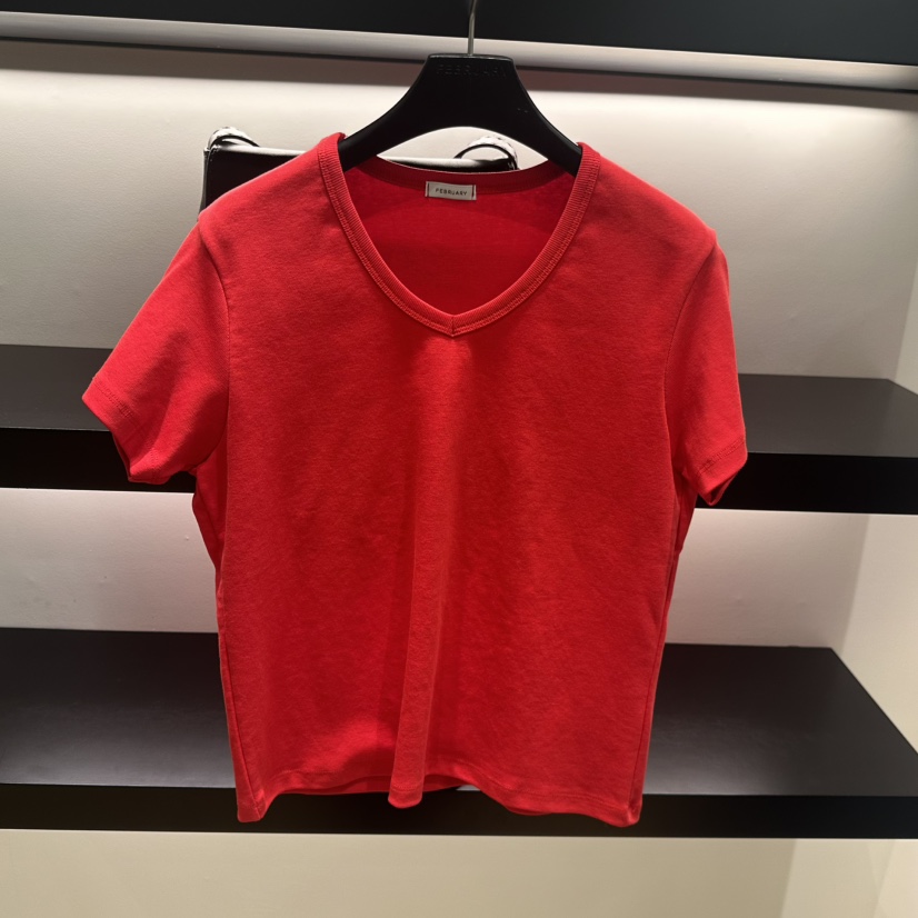 FEBRUARY 11韓國代購女士新品熱賣26春夏真品推薦T恤V領FEBRUARY 11T恤圖色4