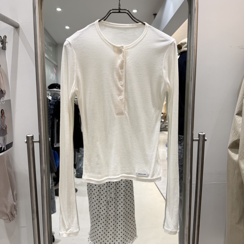 BRICKLANE韓國代購女裝新品時尚休閑熱賣長袖T恤羊毛紐扣BRICKLANE長袖T恤圖色5