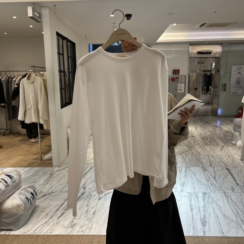 SELF SERVICE韓國直郵女士新品職業休閑時尚長袖T恤柔軟SELF SERVICE長袖T恤圖色1