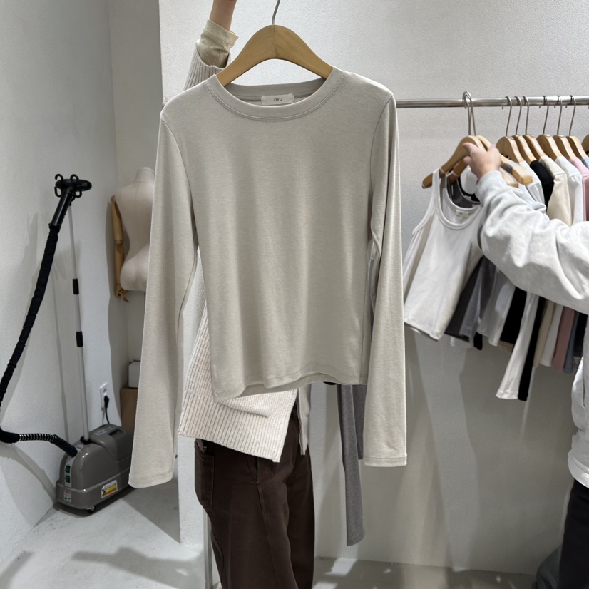 OVU韓國直郵女裝新品推薦職業休閑人氣時尚26春夏長袖T恤OVU長袖T恤圖色1