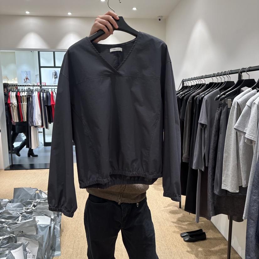 FEBRUARY 11東大門代購女士新款時尚人氣休閑襯衫蕾絲衫V領FEBRUARY 11襯衫/蕾絲衫圖色3墨色