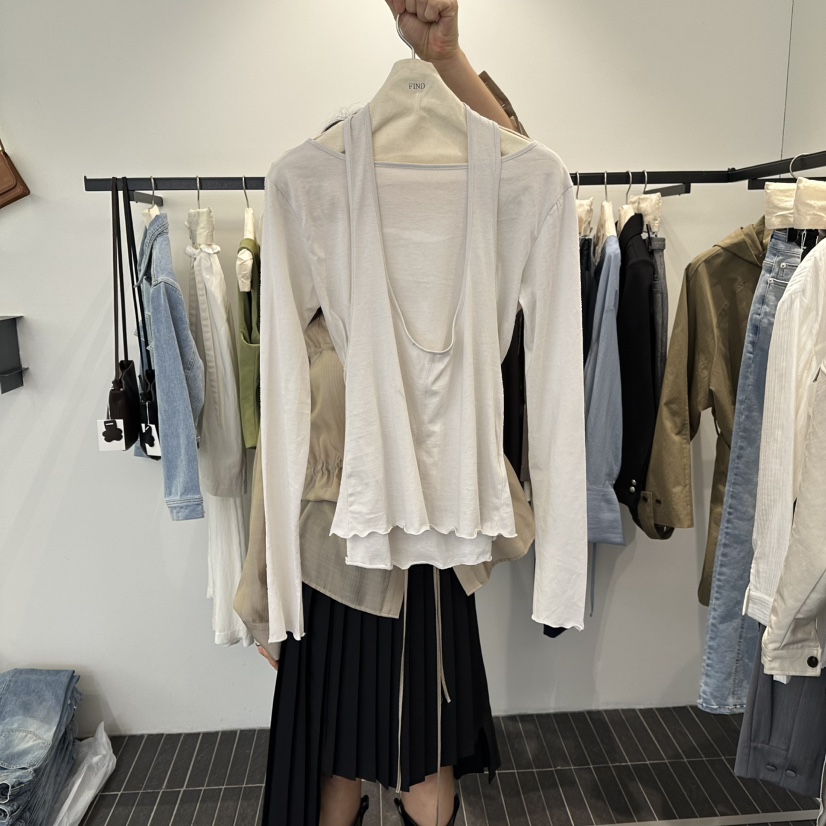 FIND-P韓國直郵女裝新款真品熱賣時尚職業26春夏長袖T恤FIND-P長袖T恤圖色1