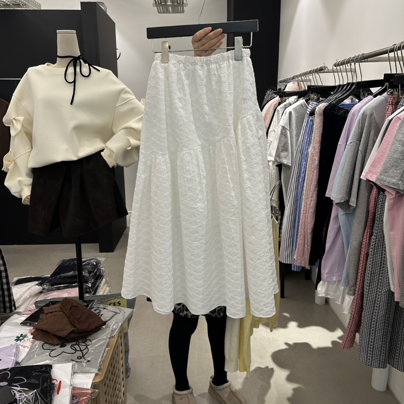 A.CES韓國直郵女士新款休閑職業時尚26春夏推薦長裙刺繡A.CES長裙