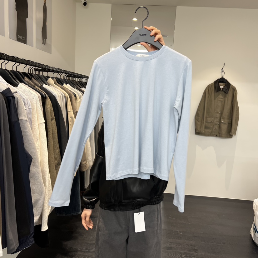 OBJECT東大門代購女裝新款推薦熱賣職業真品26春夏長袖T恤鏤空OBJECT長袖T恤圖色2