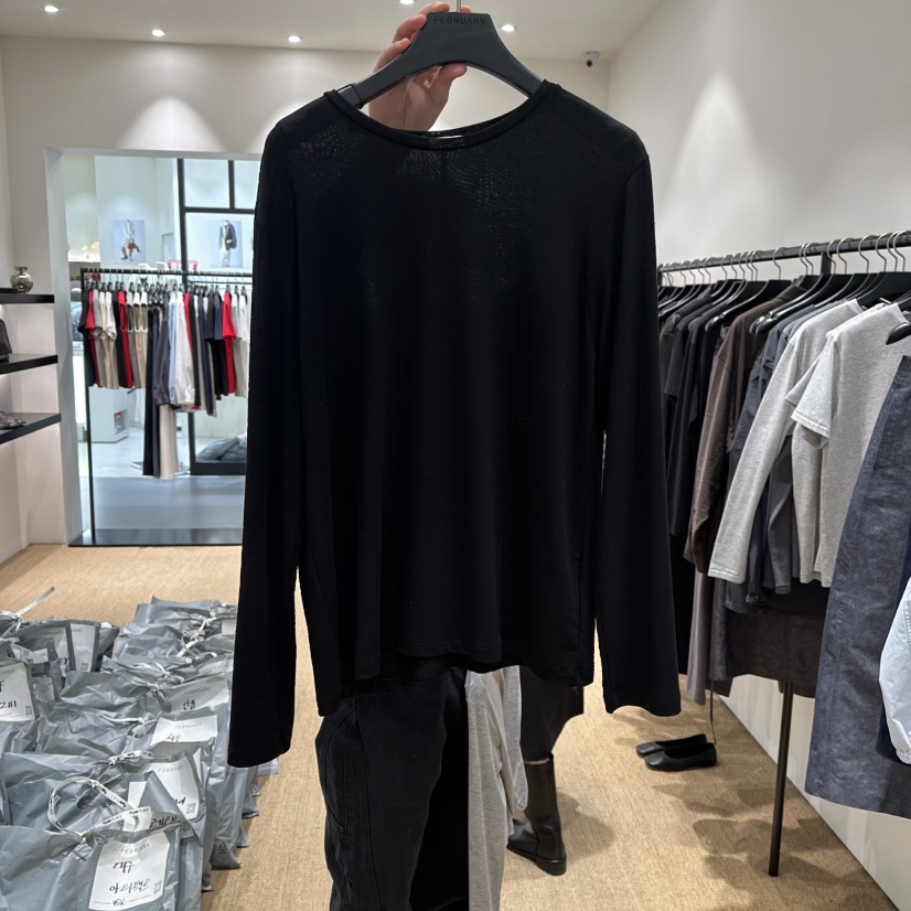 FEBRUARY 11韓國代購女裝新款休閑人氣熱賣26春季長袖T恤FEBRUARY 11長袖T恤圖色4黑色