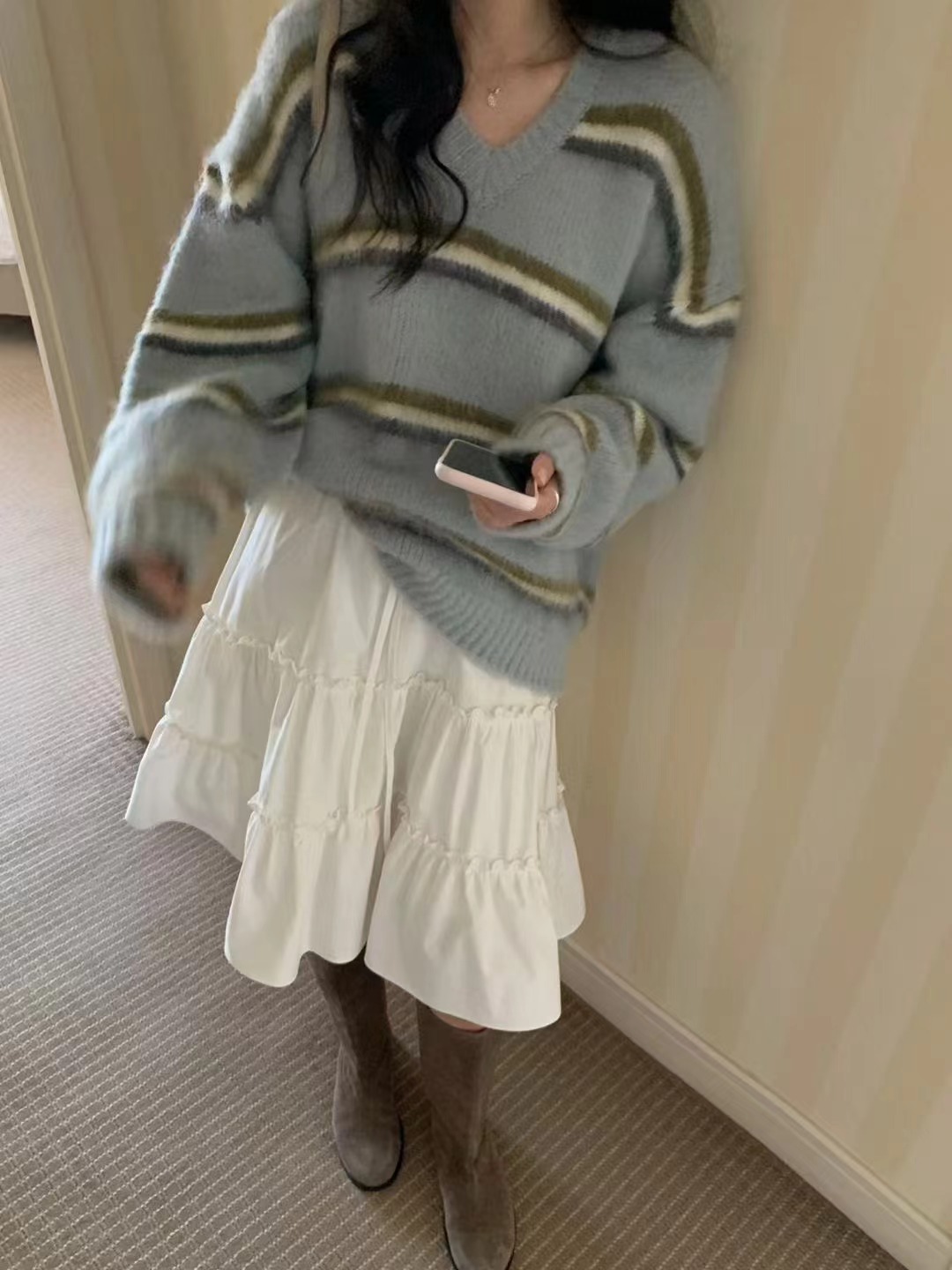 PYT-ot東大門實拍女士新品職業時尚熱賣推薦人氣針織衫條紋pretty young thing針織衫