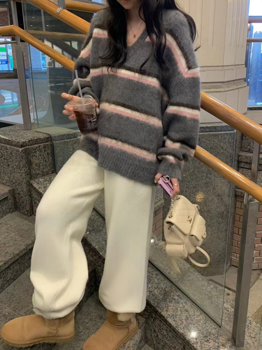 PYT-ot東大門實拍女士新品職業時尚熱賣推薦人氣針織衫條紋pretty young thing針織衫圖色2