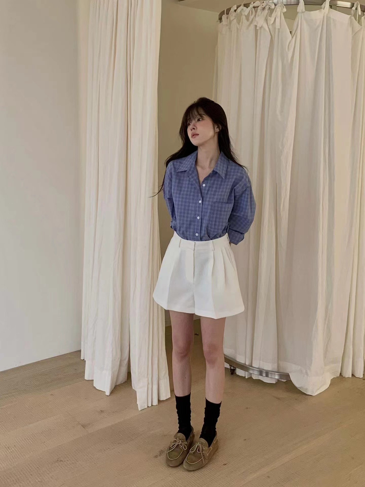 MIELLE-미엘르-OT東大門直郵女裝新品熱賣職業短褲緞面MIELLE-미엘르-OT短褲