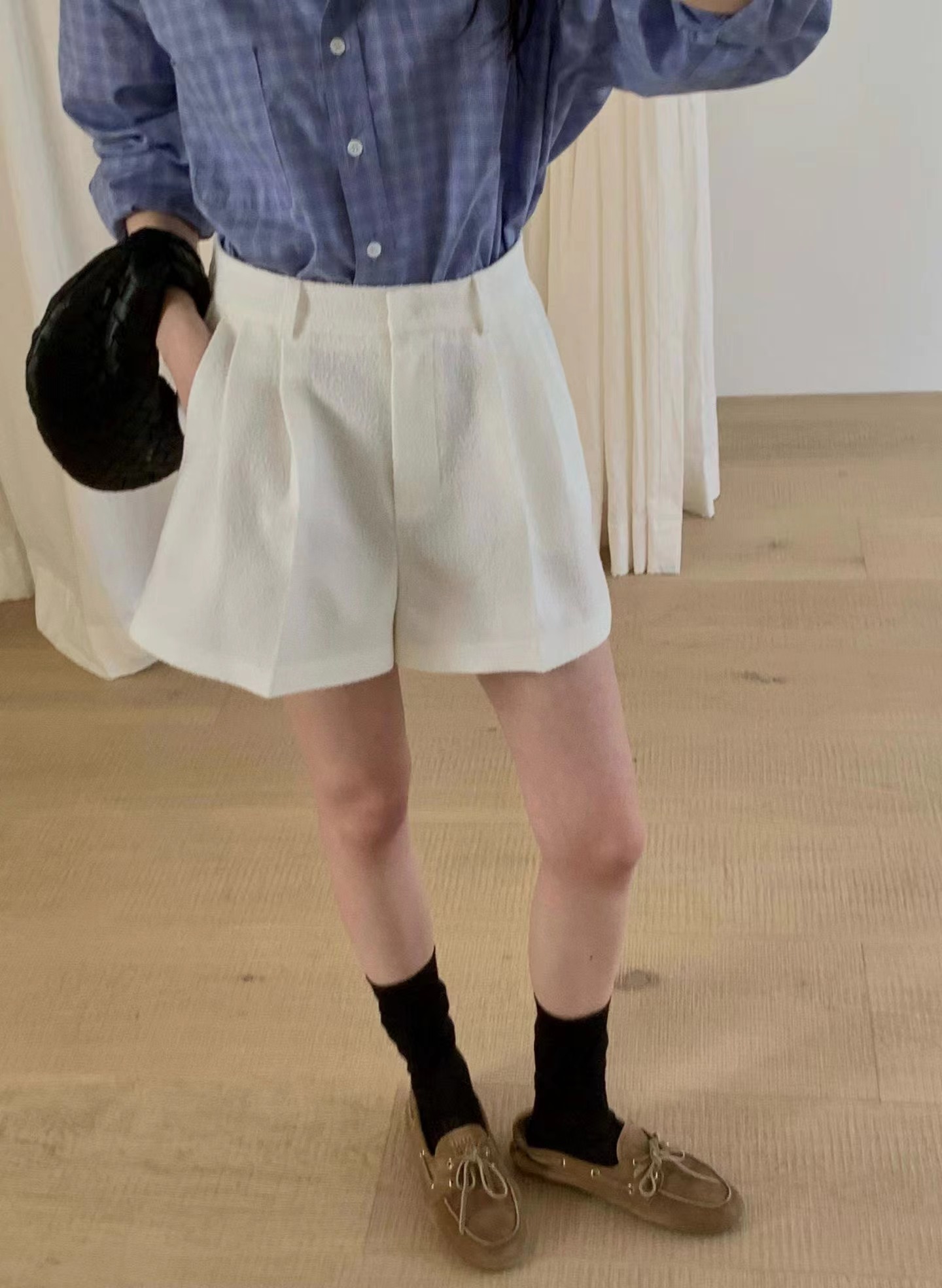 MIELLE-미엘르-OT東大門直郵女裝新品熱賣職業短褲緞面MIELLE-미엘르-OT短褲圖色1