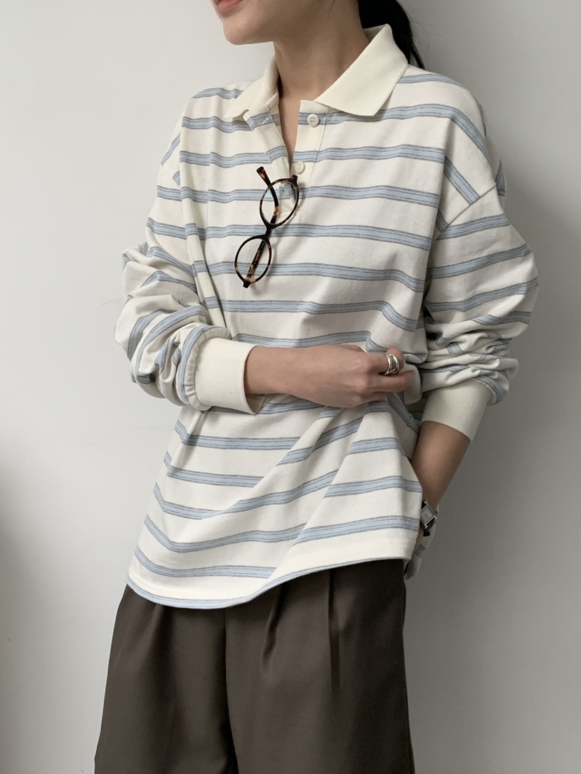 REGULARLY/PLACOR韓國直郵女士新品時尚26春夏長袖T恤條紋REGULARLY/PLACOR長袖T恤