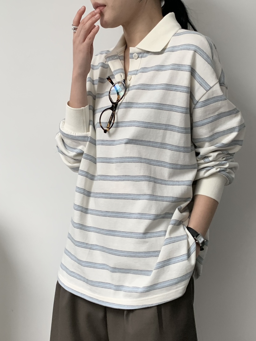 REGULARLY/PLACOR韓國直郵女士新品時尚26春夏長袖T恤條紋REGULARLY/PLACOR長袖T恤