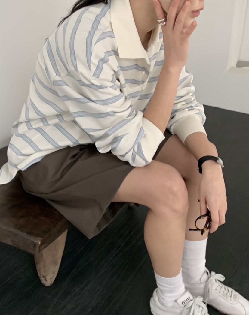 REGULARLY/PLACOR韓國直郵女士新品時尚26春夏長袖T恤條紋REGULARLY/PLACOR長袖T恤