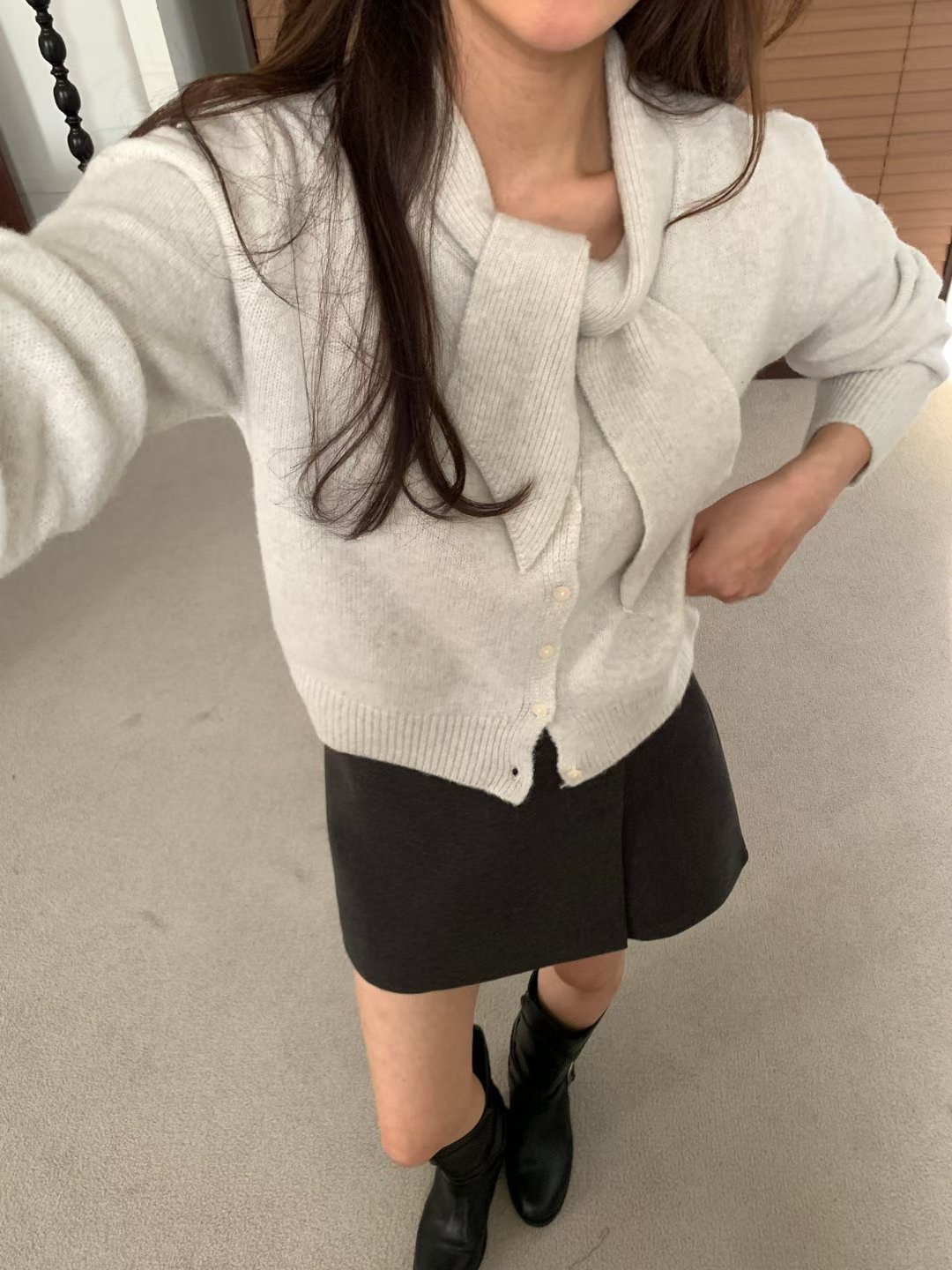 LOOK韓國代購女士新品時尚休閑人氣26春夏職業針織衫圍巾LOOK針織衫