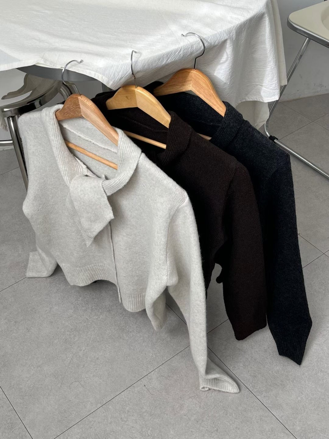 LOOK韓國代購女士新品時尚休閑人氣26春夏職業針織衫圍巾LOOK針織衫圖色3左三色