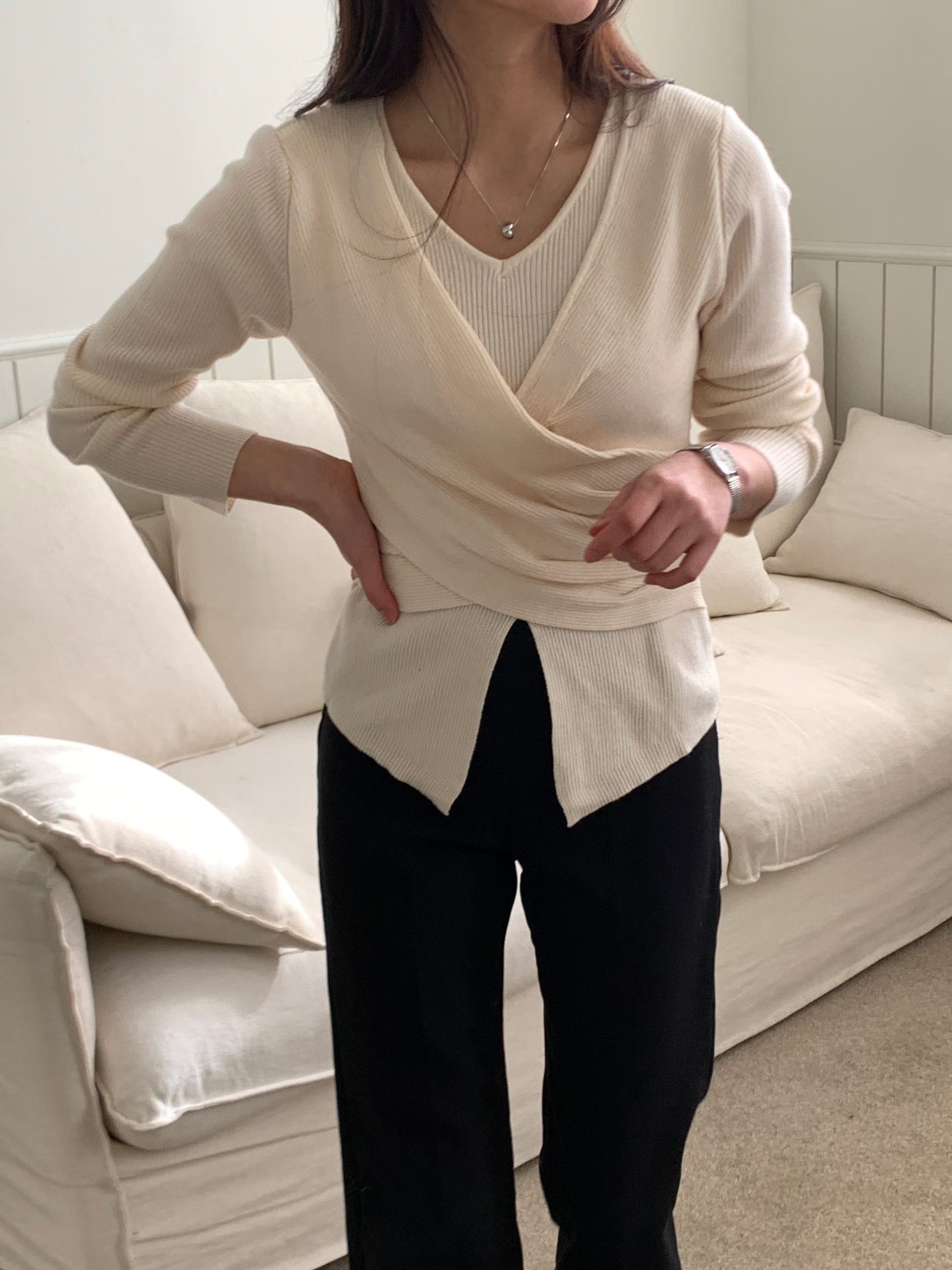 LOOK韓國直郵女裝新款26春夏職業推薦人氣熱賣針織衫褶皺LOOK針織衫