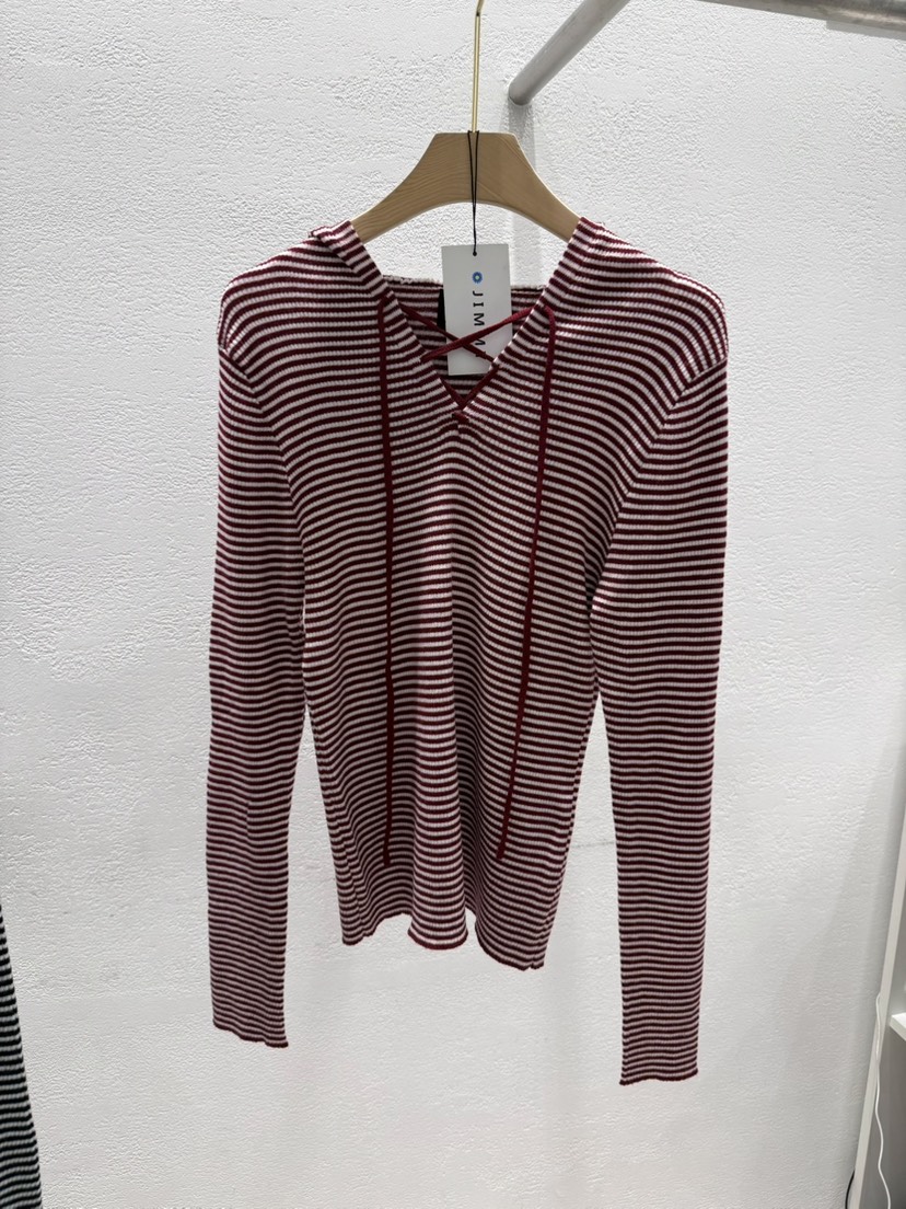 JIMMY東大門直郵女士新品熱賣推薦26春夏長袖T恤連帽衫條紋JIMMY/REMAKE長袖T恤圖色1