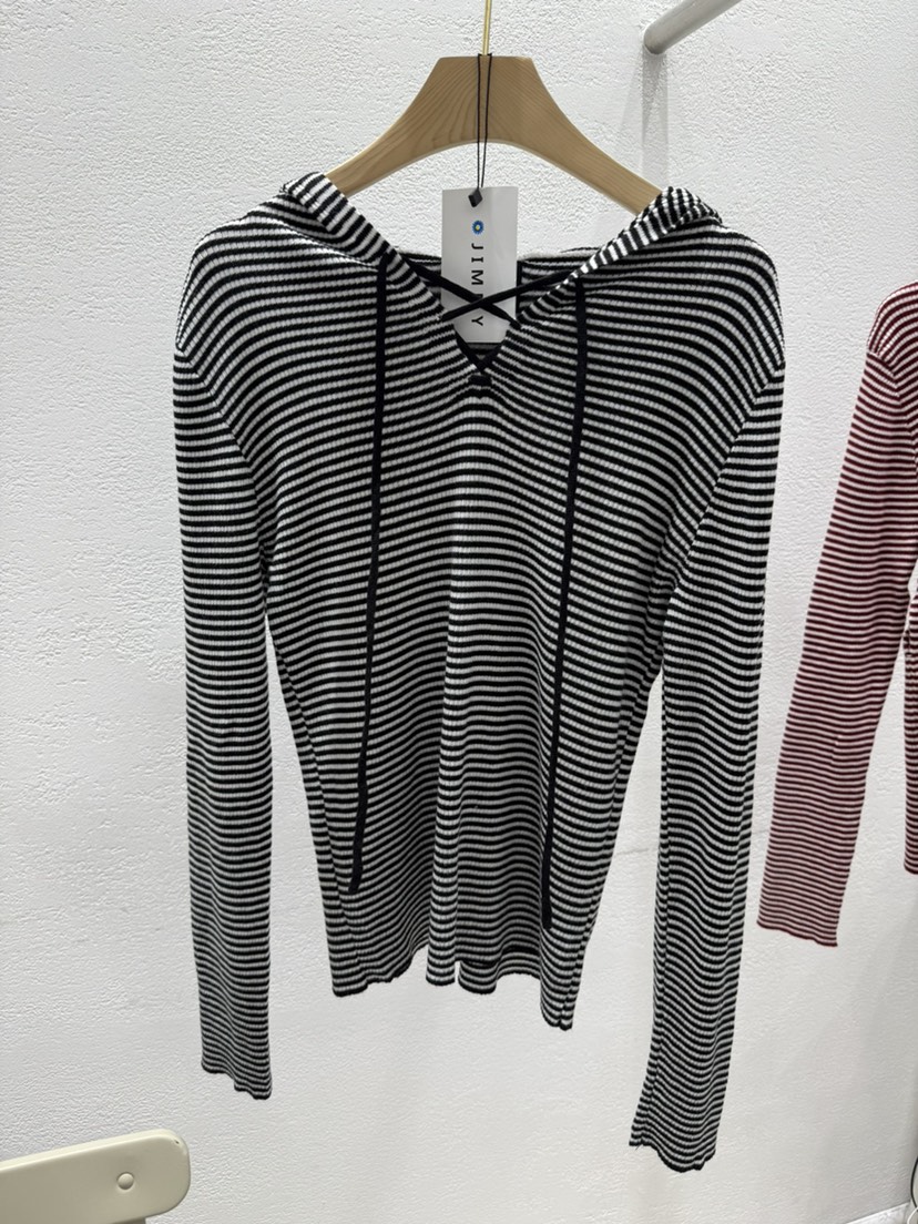 JIMMY東大門直郵女士新品熱賣推薦26春夏長袖T恤連帽衫條紋JIMMY/REMAKE長袖T恤圖色2