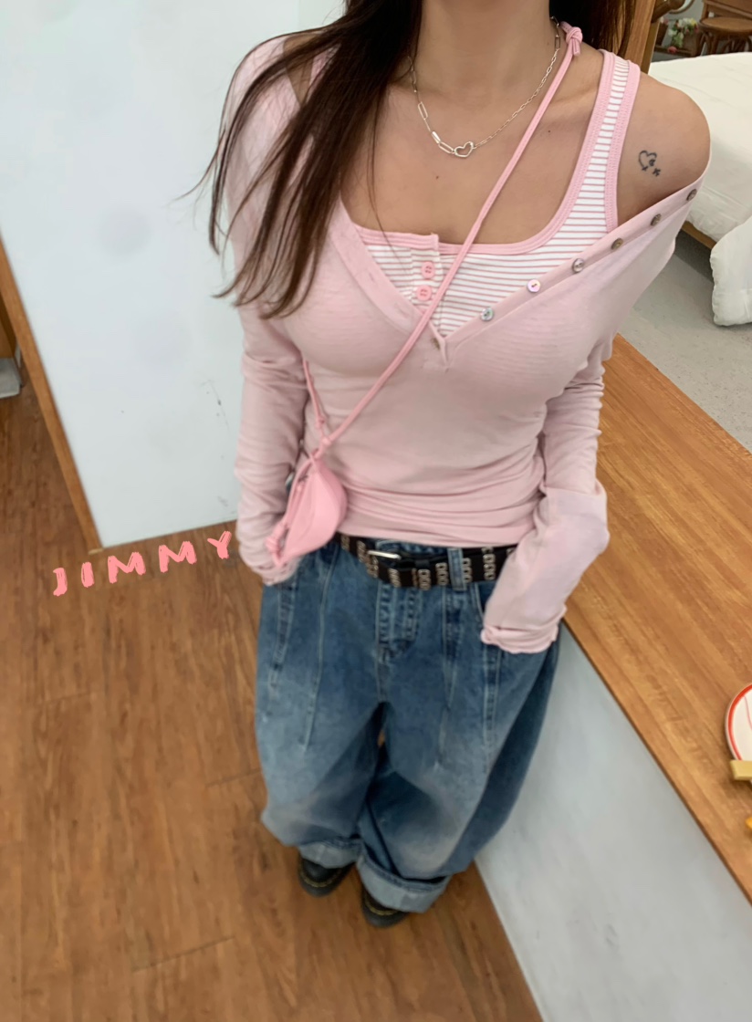 JIMMY東大門實拍女士新品26春夏休閑真品熱賣推薦長袖T恤JIMMY/REMAKE長袖T恤