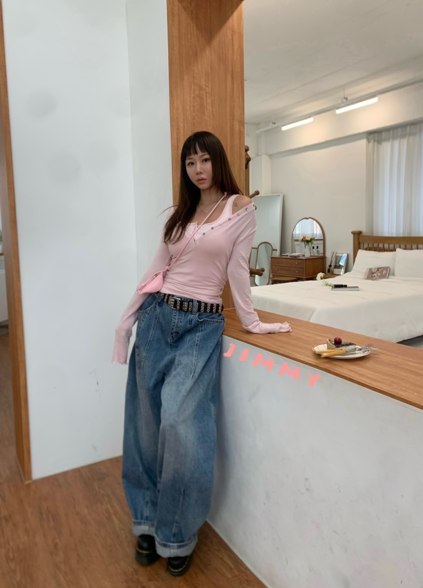 JIMMY東大門實拍女士新品26春夏休閑真品熱賣推薦長袖T恤JIMMY/REMAKE長袖T恤