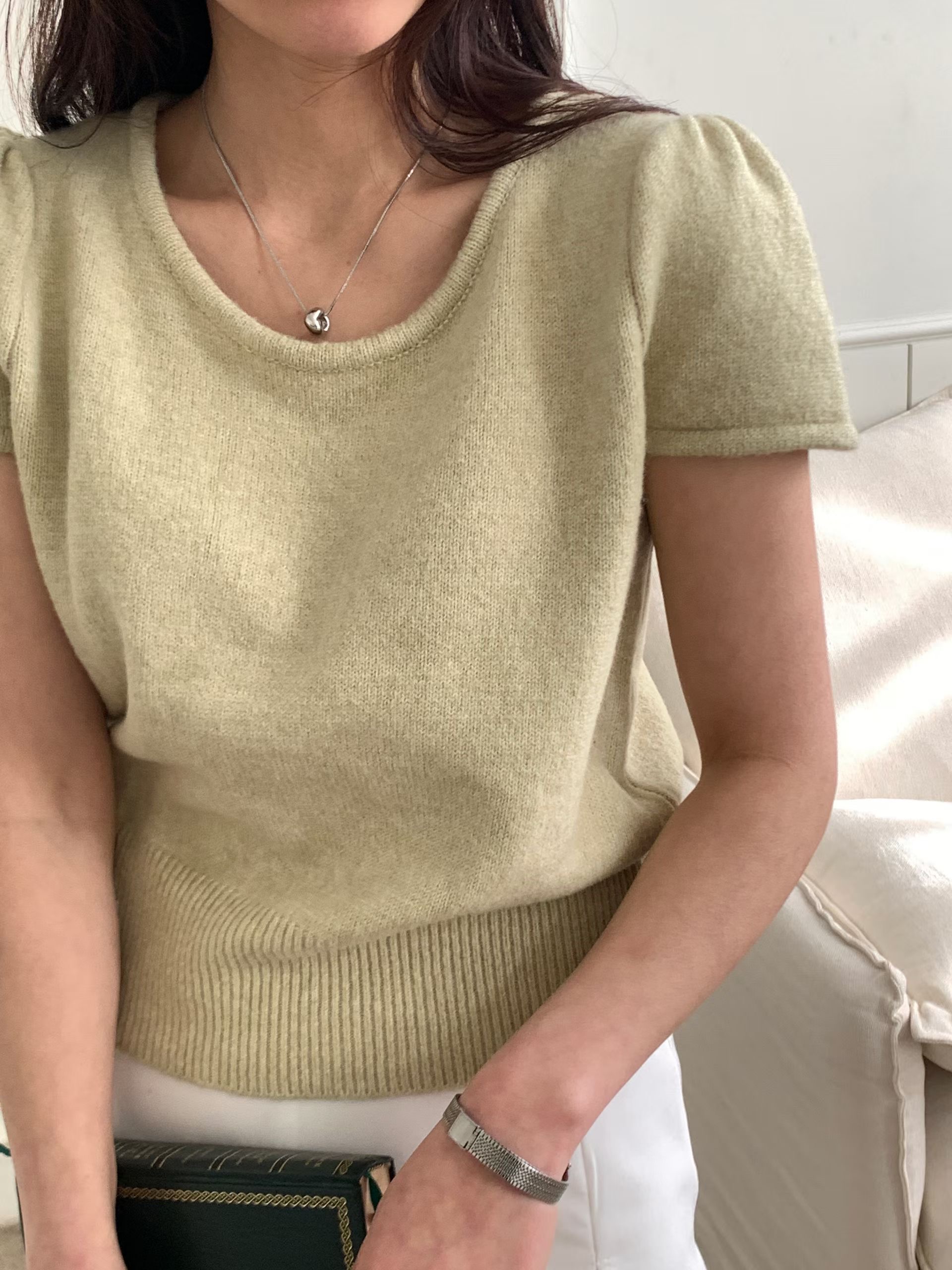 LOOK東大門直郵女裝新款推薦職業時尚休閑人氣針織衫泡泡袖LOOK針織衫