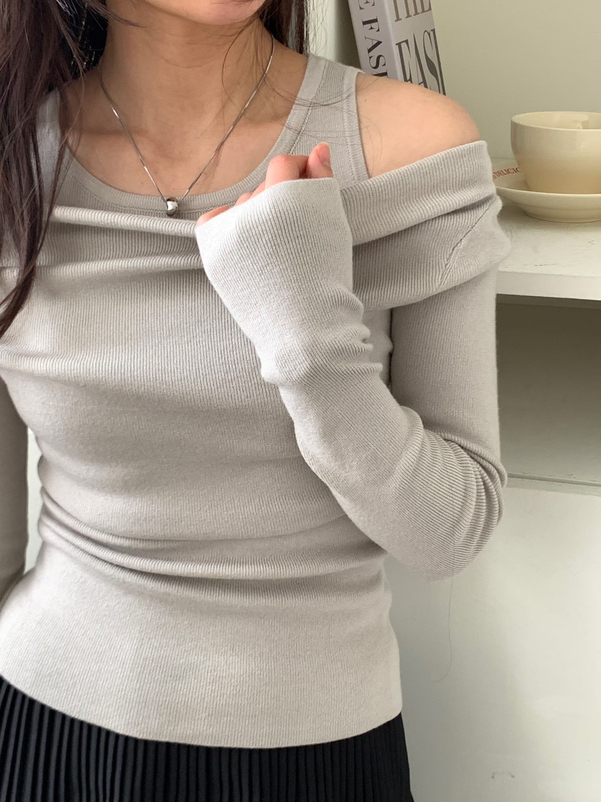 LOOK韓國直郵女士新品職業休閑真品推薦針織衫假兩件雙層LOOK針織衫