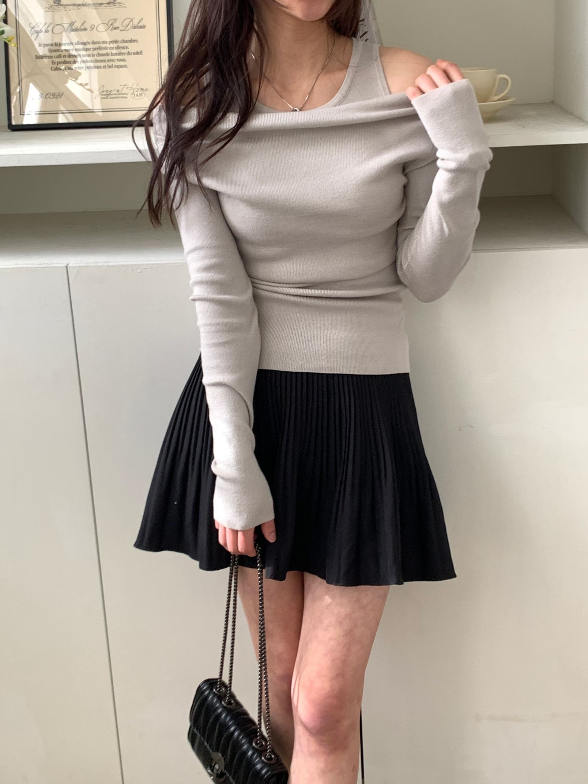 LOOK韓國直郵女士新品職業休閑真品推薦針織衫假兩件雙層LOOK針織衫