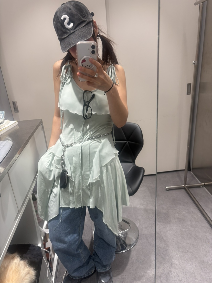 PLATFORM-L東大門實拍女裝新品人氣連衣裙不含飾品不對稱荷葉邊PLATFORM連衣裙