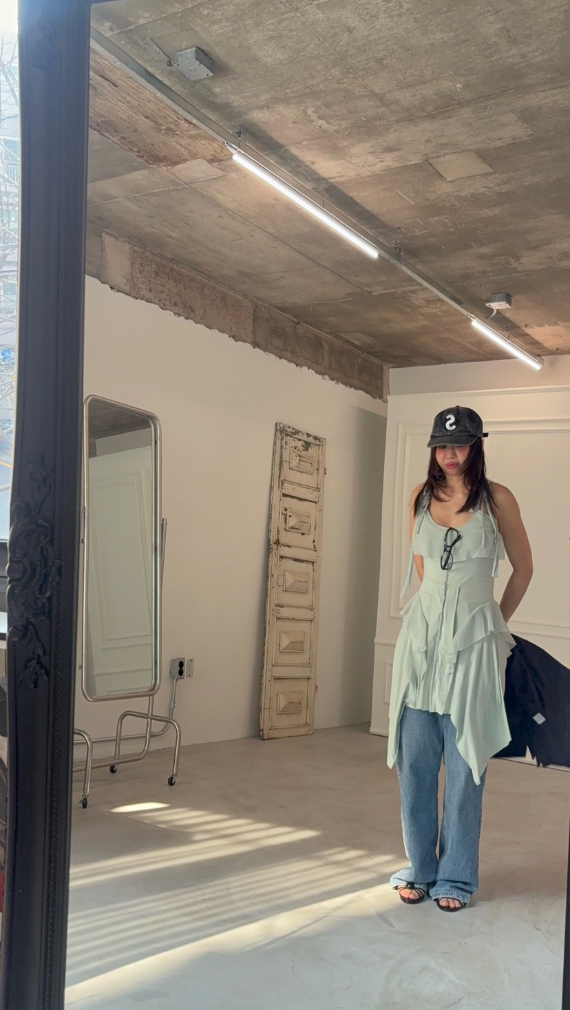 PLATFORM-L東大門實拍女裝新品人氣連衣裙不含飾品不對稱荷葉邊PLATFORM連衣裙