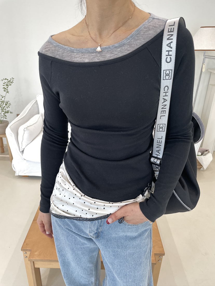 EDITION-P東大門實拍女士新款真品26春夏職業時尚長袖T恤EDITION/CHAHEE長袖T恤