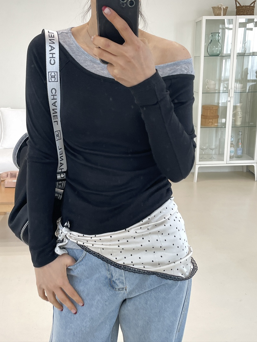 EDITION-P東大門實拍女士新款真品26春夏職業時尚長袖T恤EDITION/CHAHEE長袖T恤