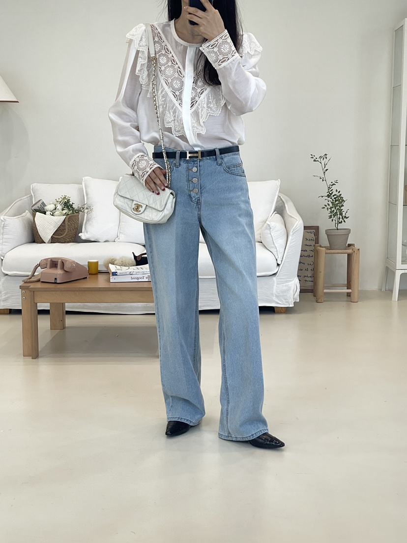 EDITION-P韓國代購女士新品時尚人氣26春夏休閑牛仔褲紐扣EDITION/CHAHEE牛仔褲