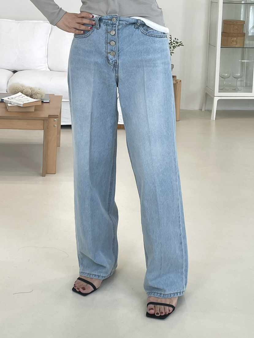 EDITION-P韓國代購女士新品時尚人氣26春夏休閑牛仔褲紐扣EDITION/CHAHEE牛仔褲