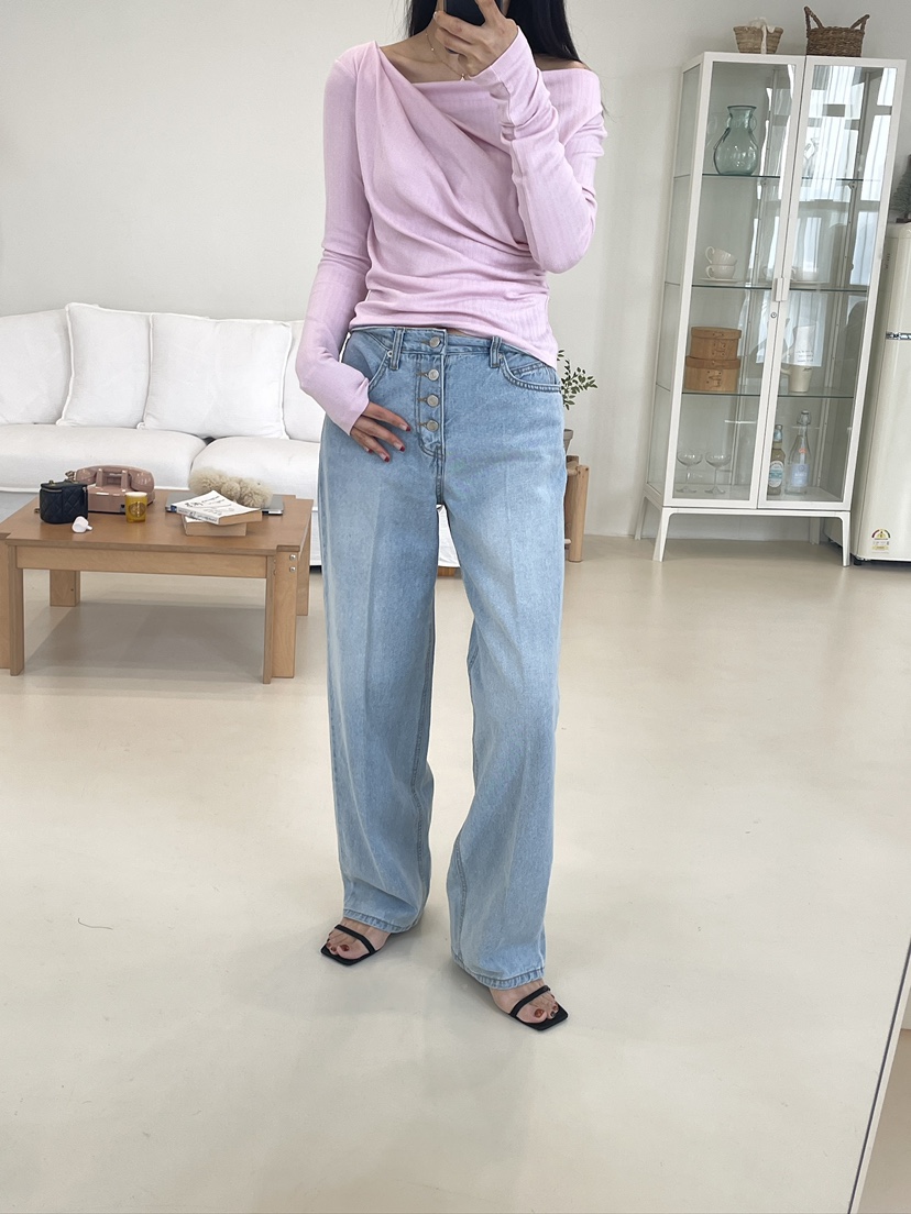 EDITION-P韓國代購女士新品時尚人氣26春夏休閑牛仔褲紐扣EDITION/CHAHEE牛仔褲