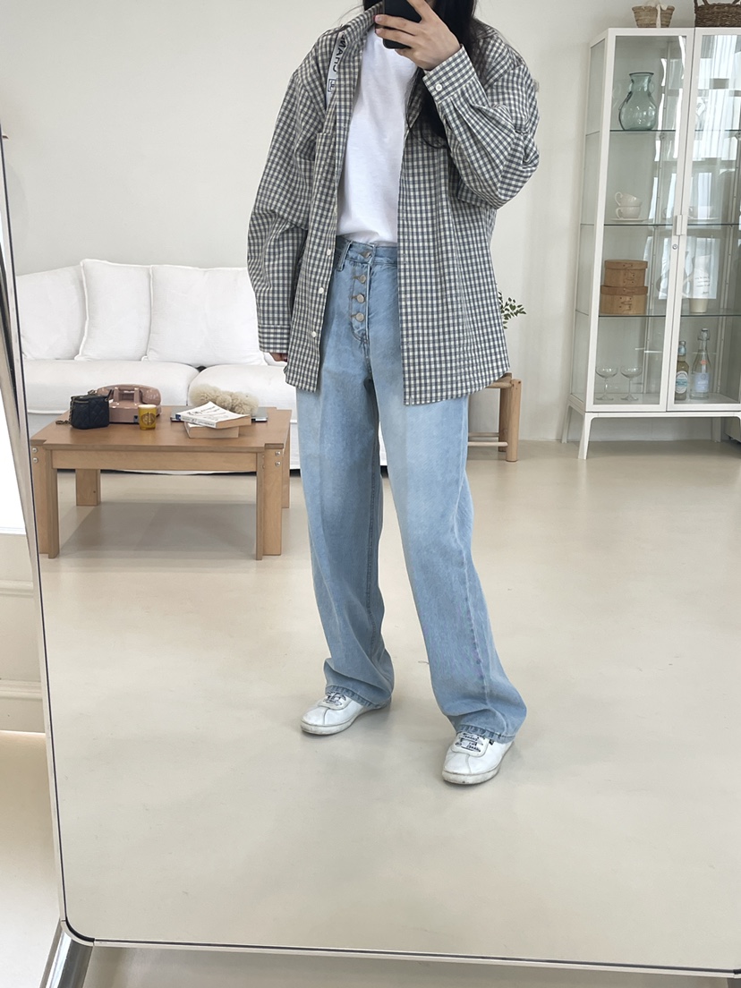 EDITION-P韓國代購女士新品時尚人氣26春夏休閑牛仔褲紐扣EDITION/CHAHEE牛仔褲