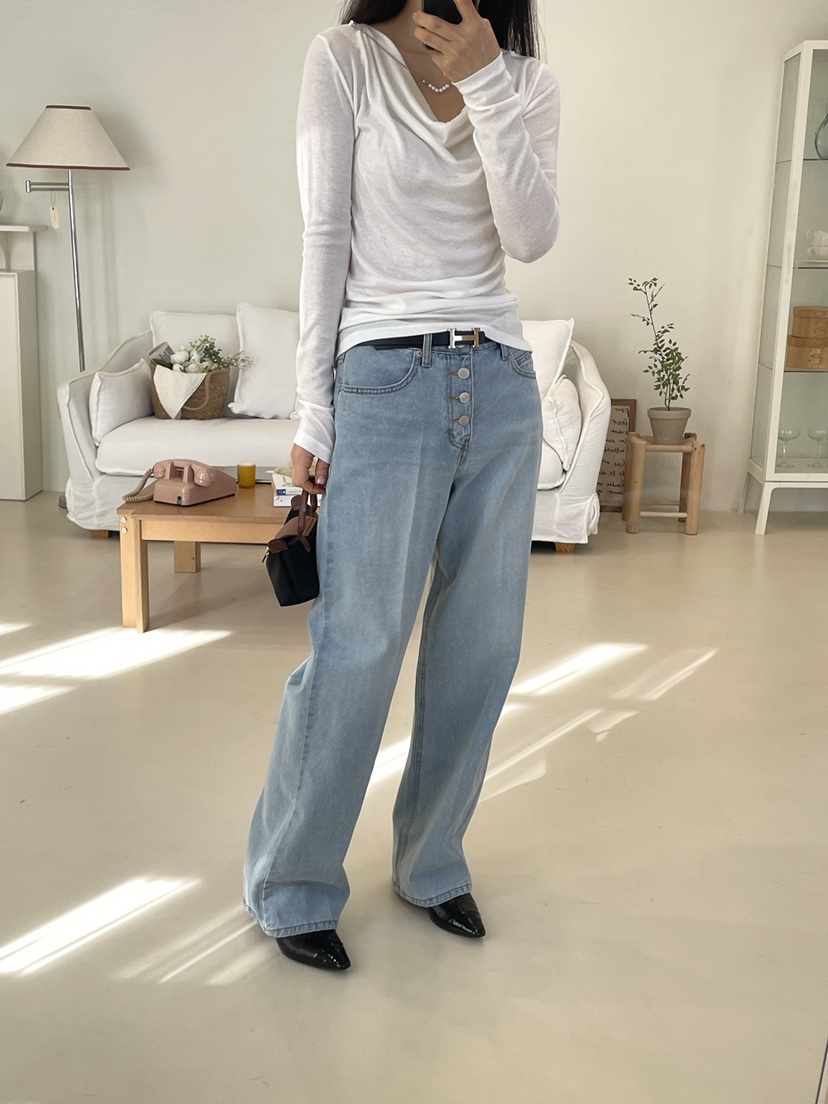 EDITION-P韓國代購女士新品時尚人氣26春夏休閑牛仔褲紐扣EDITION/CHAHEE牛仔褲