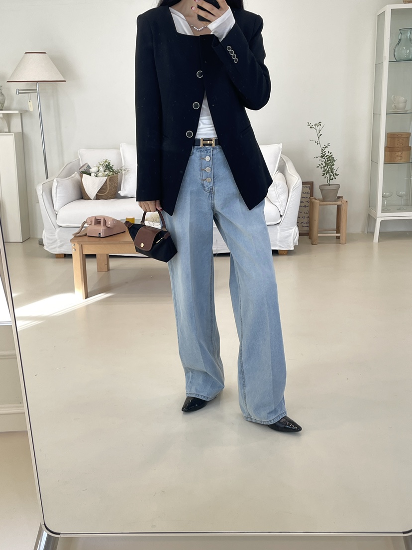 EDITION-P韓國代購女士新品時尚人氣26春夏休閑牛仔褲紐扣EDITION/CHAHEE牛仔褲