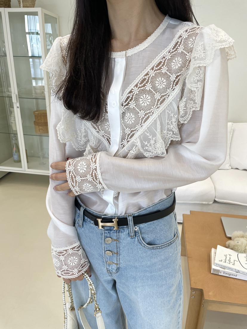 EDITION-P韓國代購女士新款時尚熱賣職業人氣襯衫蕾絲衫EDITION/CHAHEE襯衫/蕾絲衫