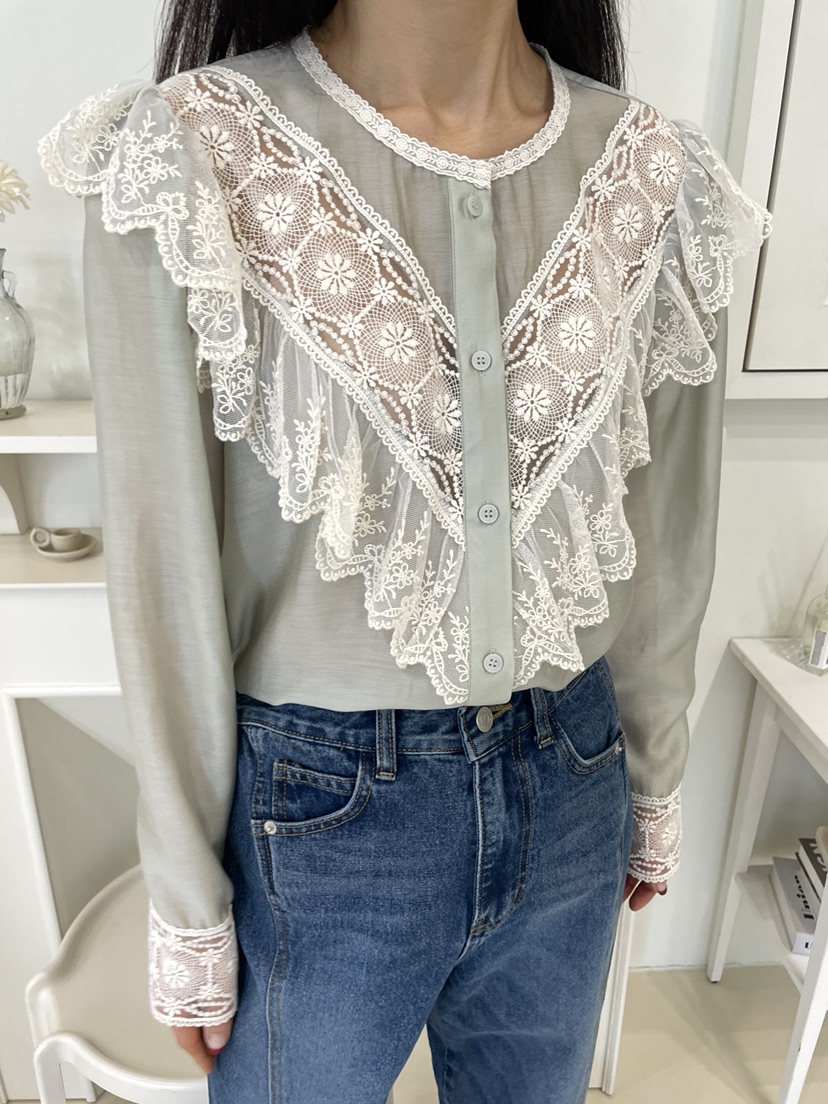 EDITION-P韓國代購女士新款時尚熱賣職業人氣襯衫蕾絲衫EDITION/CHAHEE襯衫/蕾絲衫