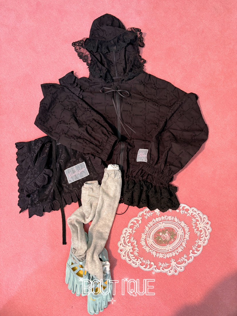 BOUTIQUE-L韓國直郵女士新款26春夏人氣休閑職業夾克蕾絲花BOUTIQUE-L夾克圖色1