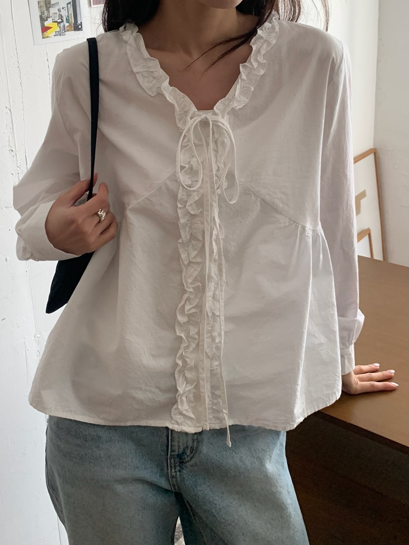 BLEECKER東大門代購女士新款熱賣26春夏推薦休閑襯衫蕾絲衫BLEECKER襯衫/蕾絲衫