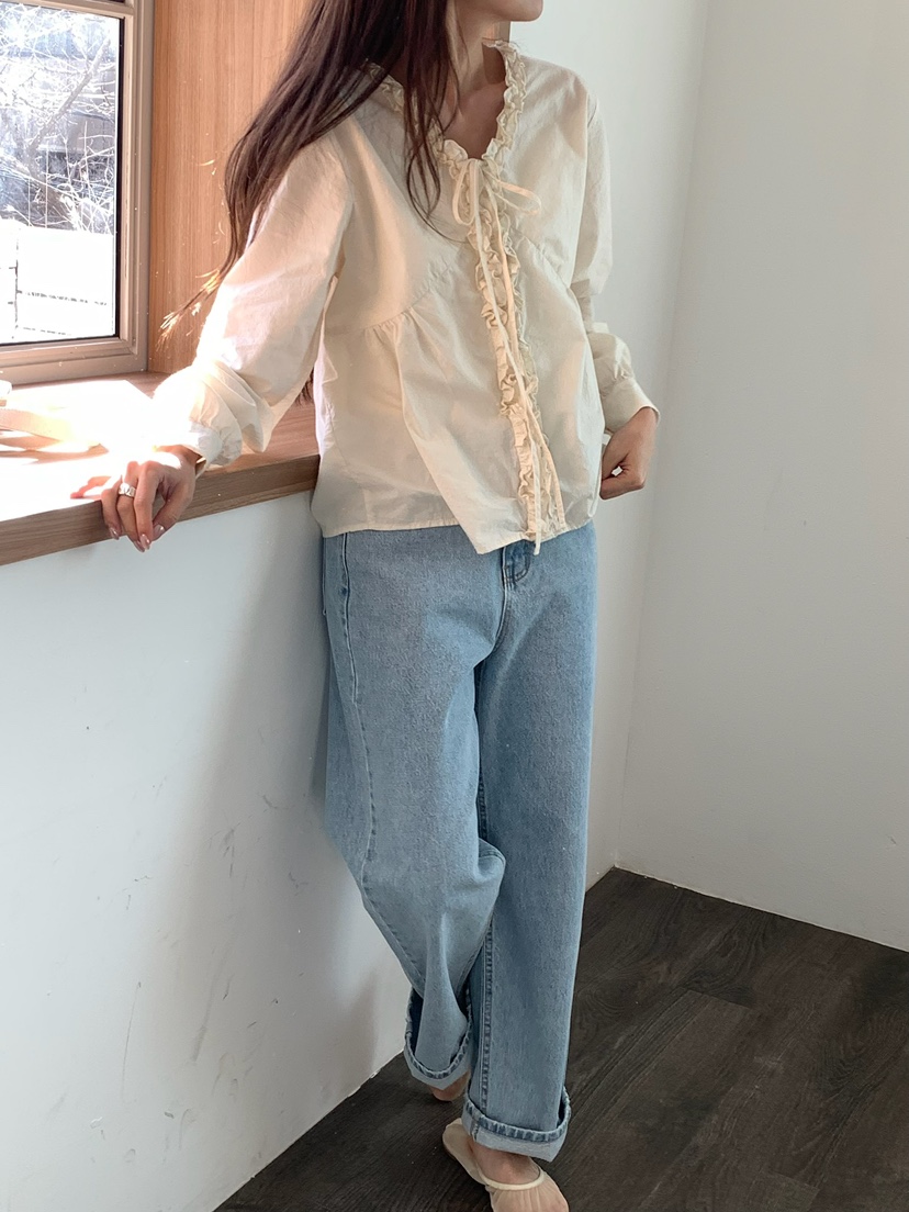 BLEECKER東大門代購女士新款熱賣26春夏推薦休閑襯衫蕾絲衫BLEECKER襯衫/蕾絲衫