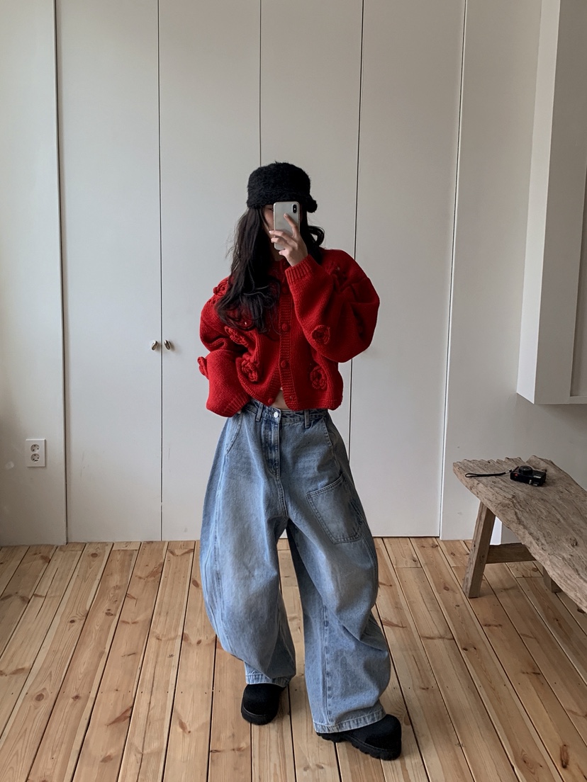 OURWAVE/OUR ROOM東大門實拍女士新品真品針織衫花朵開衫Our Wave/Our Room針織衫