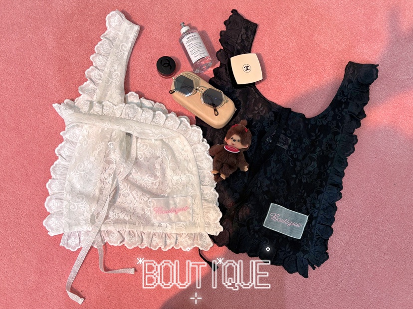 BOUTIQUE-L韓國代購女士新品時尚真品26春夏休閑手提包蕾絲BOUTIQUE-L手提包