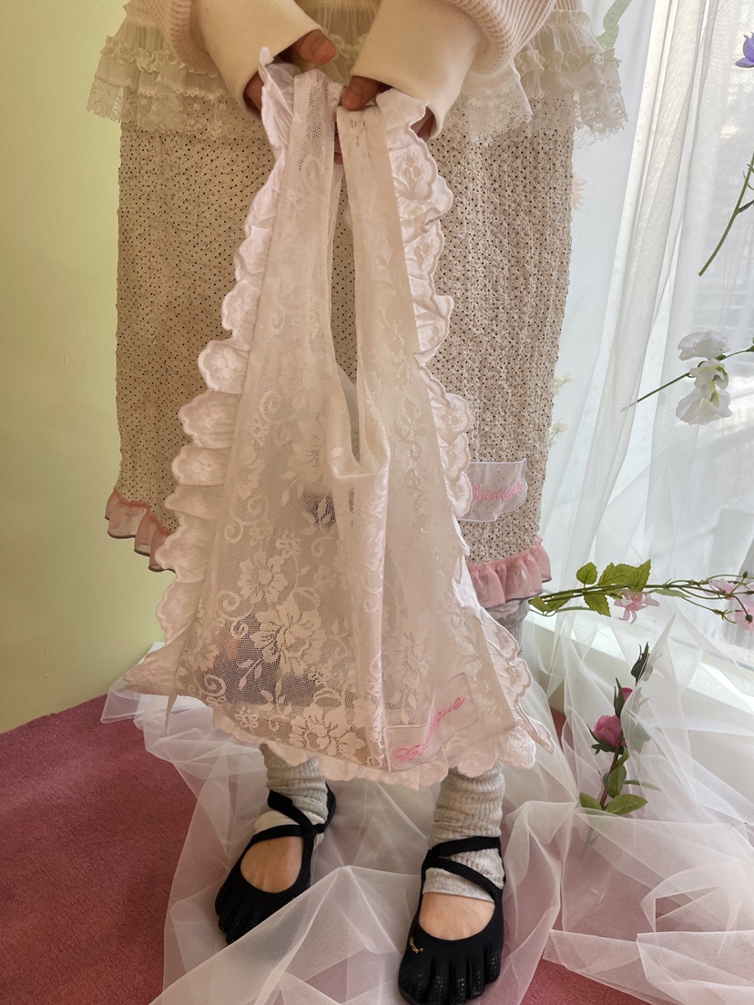 BOUTIQUE-L韓國代購女士新品時尚真品26春夏休閑手提包蕾絲BOUTIQUE-L手提包