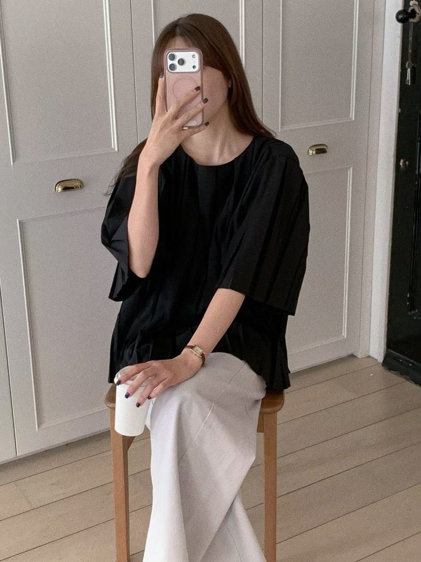 THE ABLE韓國直郵女裝新品休閑人氣熱賣職業襯衫蕾絲衫褶皺THE ABLE/TA襯衫/蕾絲衫