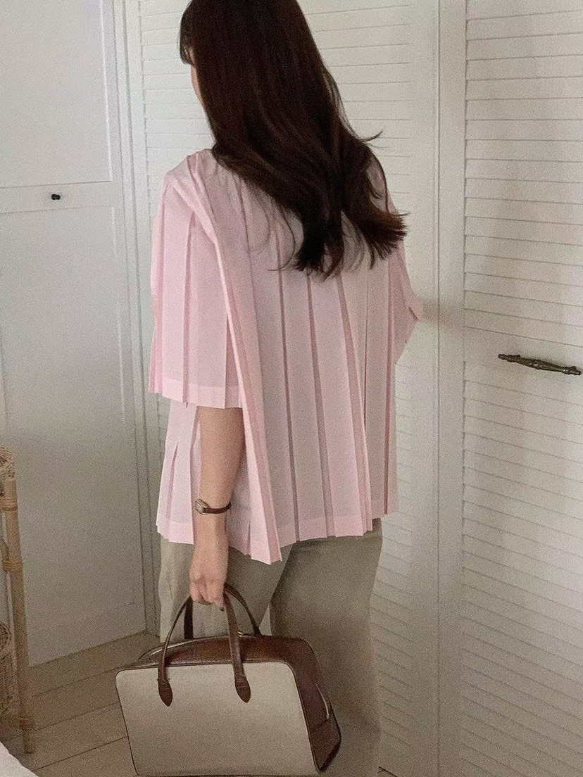 THE ABLE韓國直郵女裝新品休閑人氣熱賣職業襯衫蕾絲衫褶皺THE ABLE/TA襯衫/蕾絲衫