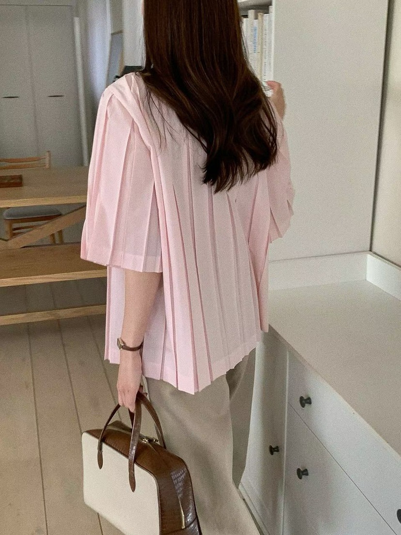 THE ABLE韓國直郵女裝新品休閑人氣熱賣職業襯衫蕾絲衫褶皺THE ABLE/TA襯衫/蕾絲衫