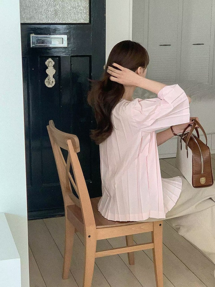 THE ABLE韓國直郵女裝新品休閑人氣熱賣職業襯衫蕾絲衫褶皺THE ABLE/TA襯衫/蕾絲衫