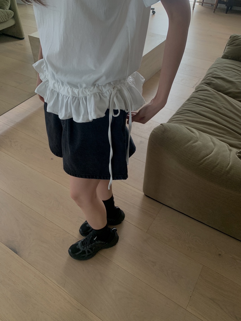 FORMSTUDIO韓國代購女士新款休閑真品時尚職業推薦T恤荷葉邊FORMSTUDIOT恤